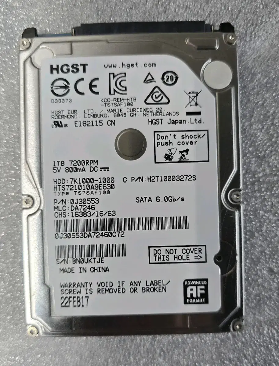 PC 부품 HDD1.0TB 2.5"